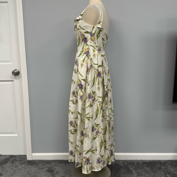 NWT Azazie Atelier Alexie Tulip Print Maxi Dress 12 White Iris Floral Dance Prom - Picture 9 of 16